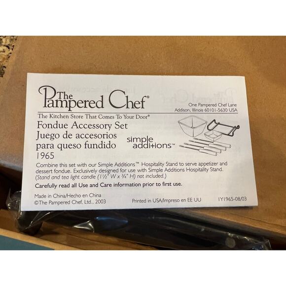 The Pampered Chef Simple Additions Fondue Accessory Set #1965 NIB - Picture 3 of 4